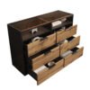 Sideboard Cabinet Dresser With 6 Drawers And 2 Open Shelves ,Amber Glass Chest Of Drawers, Anti-tip,Dressing Table For Living Room, Bedroom, And Children's Room, 120 X 40 X 80 Cm, Oak