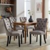 Modern Set Of 4 Upholstered Velvet Dining Chairs, Button Tufted Kitchen Lounge Chairs With Solid Wood Legs, Riveted Trim And Knocker Ring, For Dining Room Living Room,