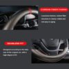 Carbon Fiber Perforated Leather Car Steering Wheel Cover 38cm Universal Interior
