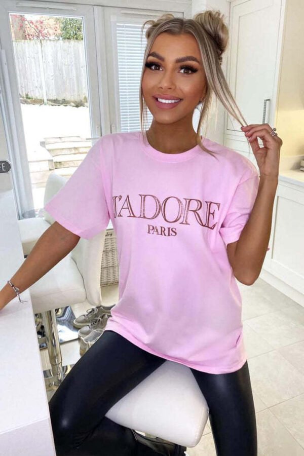 UK ONLY - Ladies Oversized J' Adore Paris Short Sleeves T Shirt Top