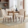 Modern Set Of 4 Upholstered Velvet Dining Chairs, Button Tufted Kitchen Lounge Chairs With Solid Wood Legs, Riveted Trim And Knocker Ring, For Dining Room Living Room,