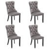 Modern Set Of 4 Upholstered Velvet Dining Chairs, Button Tufted Kitchen Lounge Chairs With Solid Wood Legs, Riveted Trim And Knocker Ring, For Dining Room Living Room,