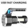 7 LED Flashlight COB Torch Rechargeable Side Light USB Charging 4 Modes Waterproof Work Light