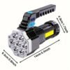7 LED Flashlight COB Torch Rechargeable Side Light USB Charging 4 Modes Waterproof Work Light