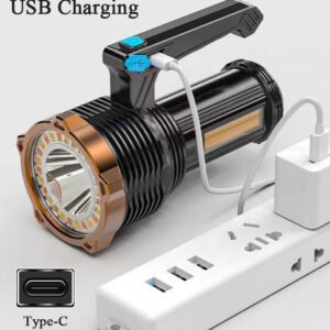 LED Torch USB Rechargeable COB Flashlight Spotlight Camping Light Most Powerful