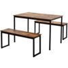 3-Piece Dining Table And Bench Set 4-Person Space-Saving Dinette For Kitchen Patio Outdoor