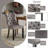 Modern Set Of 4 Upholstered Velvet Dining Chairs, Button Tufted Kitchen Lounge Chairs With Solid Wood Legs, Riveted Trim And Knocker Ring, For Dining Room Living Room,