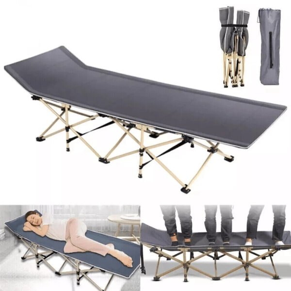 Heavy Duty Single Folding Bed With Bag Camping Travel Guest Lightweight UK