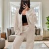UK Only - Bomber New Style Oversized Fleece Zipper And Wide Leg Tracksuit