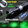 USB Rechargeable Green Laser Pointer Pen Visible Beam LED Flashlight Torch Lazer