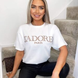 UK ONLY - Ladies Oversized J' Adore Paris Short Sleeves T Shirt Top
