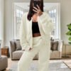 UK Only - Bomber New Style Oversized Fleece Zipper And Wide Leg Tracksuit