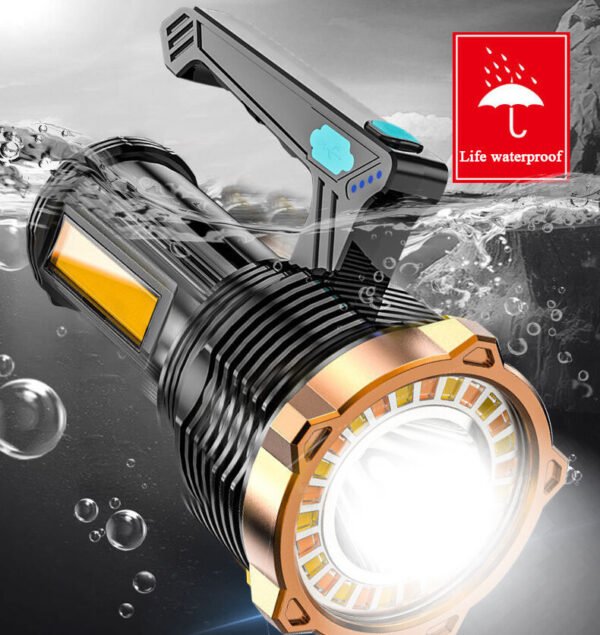 LED Torch USB Rechargeable COB Flashlight Spotlight Camping Light Most Powerful