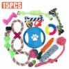 15X Tough Dog Toys Bundle Chew Rope Knot Ball Squeakers Pet Puppy Teething UK