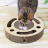 Cat Scratcher Pad Toy 3 In 1 Round Corrugated Scratching Toy With Bell Ball