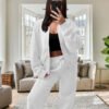 UK Only - Bomber New Style Oversized Fleece Zipper And Wide Leg Tracksuit