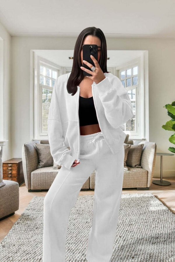 UK Only - Bomber New Style Oversized Fleece Zipper And Wide Leg Tracksuit