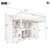 Kids Study Bed With Desk & Stairs - Children's Multifunctional Single Bed Frame UK 90x190cm, Solid Wood & MDF Construction, Built-in Wardrobe & Lockers, White Storage Bed No Mattress Included