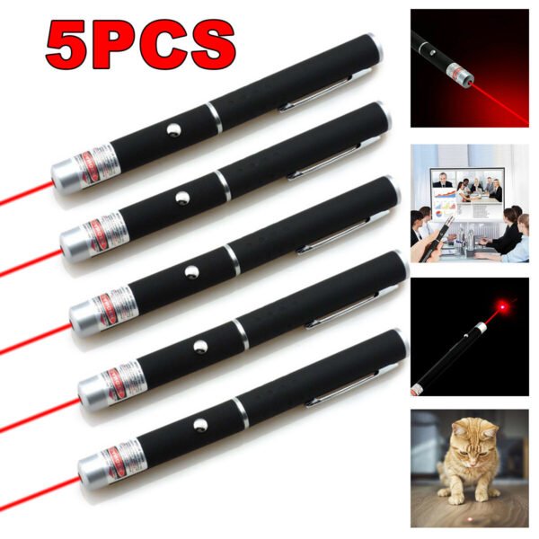 UK ONLY - 650nm Red Laser Pointer Pen Light Visible Single Beam AAA Lazer Torch 5PCS 9900 Miles Mini Small Teaching Pen Light Pet Toys