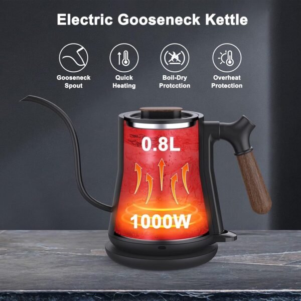 UK ONLY - Gooseneck Electric Kettle, Pour Over Coffee Kettle Hot Water Tea Kettle,Stainless Steel Inner With Leak Proof Design,Rapid Heating, Auto Shutoff