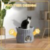1e618702-a860-4f1a-a777-42cc869b4554.jpg UK ONLY - PawHut 2-Tier Wicker Cat House Elevated Pet Bed Basket Willow Kitten Tower Pet Den. With Washable Cushions 56x37x40cm Grey
