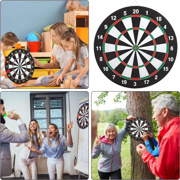 UK ONLY - SIZE 17  DARTBOARD SET 6 DARTS  FAMILY DART BOARD GAME ADULTS KIDS XMAS
