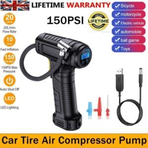 UK ONLY - Car Tyre Inflator Cordless Digital USB Rechargeable Tire Air Compressor UK