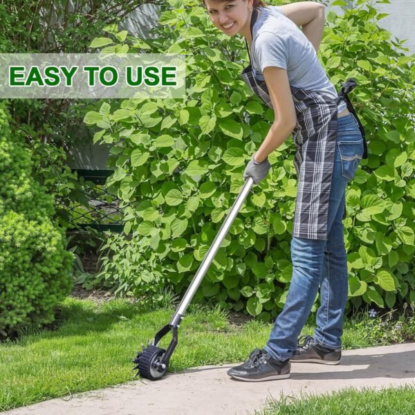 UK/US/Canada & Germany ONLY - Wheel Rotary Edger, Sidewalk Manual Lawn Edger, Stainless Steel Handle, Adjustable Height -66.7Inch