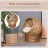 2df8ae45-f2e0-418a-bb91-369ac6342741.jpg UK ONLY - PawHut Wicker Cat Bed, Raised Rattan Cat Basket With Cylindrical Base, Soft Washable Cushion, 50 X 42 X 60 Cm - Brown