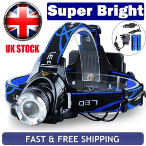 3466d5c4-8033-486a-afef-8b5e2765b3d6.jpg UK ONLY - LED Headlamp Rechargeable Head Torch Zoom Headlight Super Bright Flashlight 3 Modes Work Light With 2 Li-ion Batteries 2 Charger