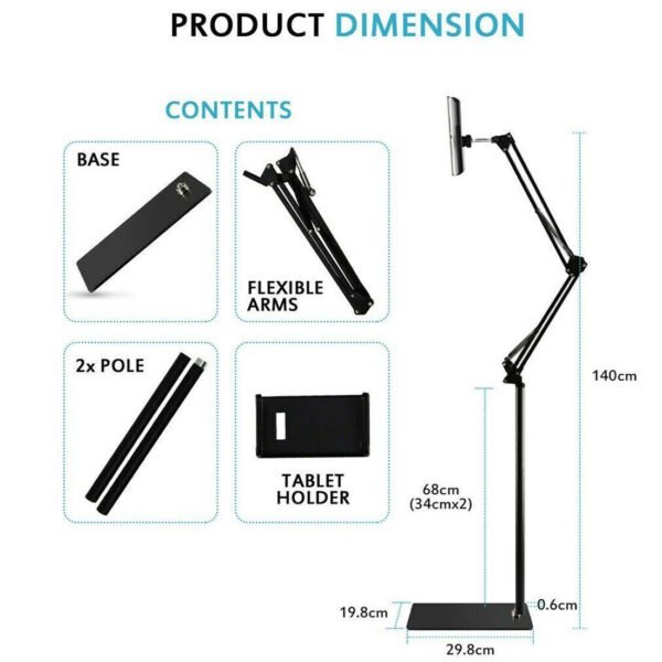 UK ONLY SALE - Universal 360 Adjustable Floor Stand Holder For Tablet  IPad  Phone 3.5  11in