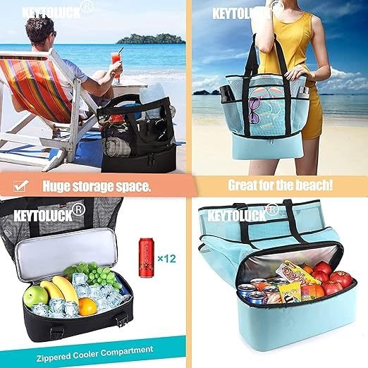 4ef7e367-d267-4fe1-bf56-df712881f4af.jpg UK ONLY - Waterproof Beach Bag With Cooler Compartment - Beach Bags Waterproof Sandproof For Women, Pool Bag & Beach Tote Bag