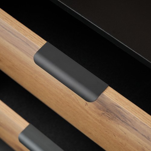 UK ONLY - Sideboard Cabinet Dresser With 6 Drawers And 2 Open Shelves ,Amber Glass Chest Of Drawers, Anti-tip,Dressing Table For Living Room, Bedroom, And Children's Room, 120 X 40 X 80 Cm, Oak