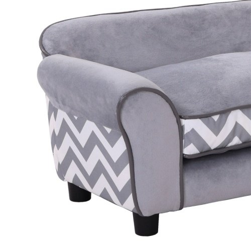 5c3104df-4b74-434a-b85f-3d6816174d0b.jpg UK ONLY - PawHut Dog Sofa Bed For XS-Sized Dogs, Cat Sofa With Soft Cushion, Pet Chair Lounge With Washable Cover, Removable Legs, Wooden Frame
