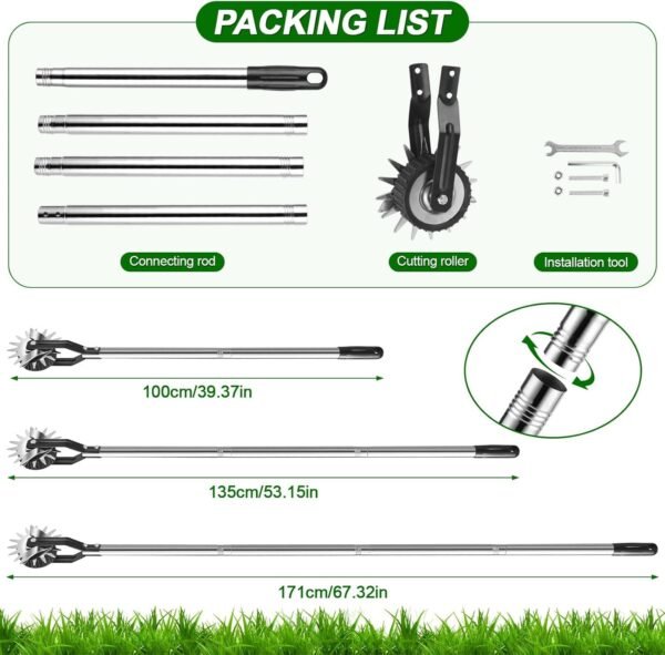 UK/US/Canada & Germany ONLY - Wheel Rotary Edger, Sidewalk Manual Lawn Edger, Stainless Steel Handle, Adjustable Height -66.7Inch