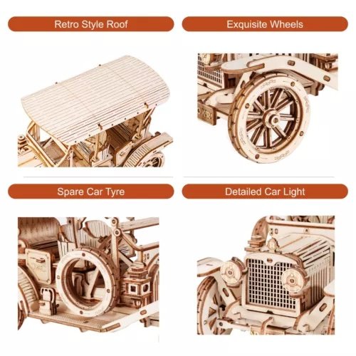 UK ONLY - ROKR 3D Wooden Puzzle DIY Model Vintage Car MC801 Building Toys Gifts For Teens