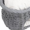 64e8d911-e66d-4b51-be8b-da5bffd34f35.jpg UK ONLY - PawHut 2-Tier Wicker Cat House Elevated Pet Bed Basket Willow Kitten Tower Pet Den. With Washable Cushions 56x37x40cm Grey