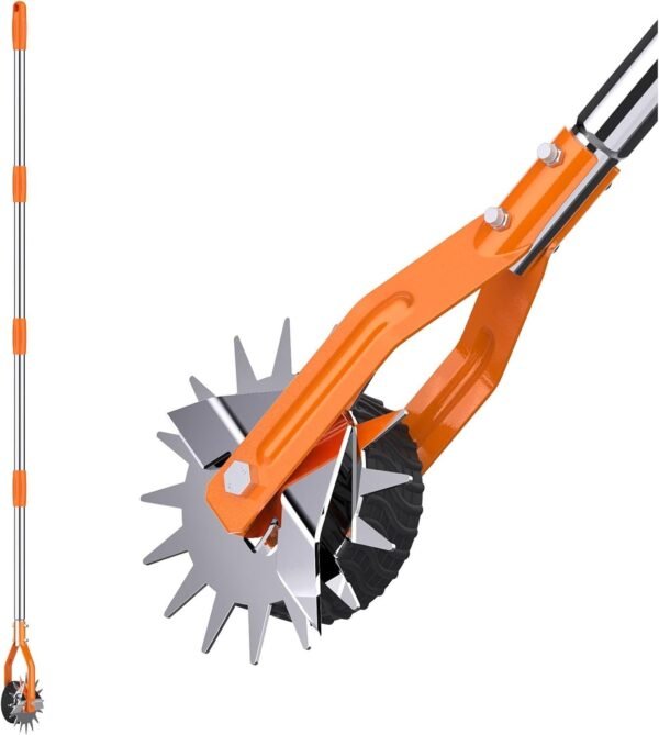 UK/US/Canada & Germany ONLY - Wheel Rotary Edger, Sidewalk Manual Lawn Edger, Stainless Steel Handle, Adjustable Height -66.7Inch