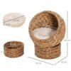 73ee17c1-9614-420f-82a5-7238136d5afe.jpg UK ONLY - PawHut Wicker Cat Bed, Raised Rattan Cat Basket With Cylindrical Base, Soft Washable Cushion, 50 X 42 X 60 Cm - Brown