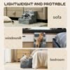 74e33912-f85c-4103-ac3d-a77883dd2b39.jpg UK ONLY - PawHut Three-Step Dog Stairs, With Washable Plush Cover, For High Bed Sofa, Dog Stairs For Small Dog And Cat - Light Grey
