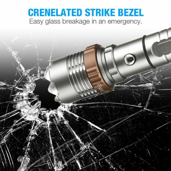 UK ONLY - LED Tactical Flashlight Rechargeable LED Work Light Super Bright Torch Emergency Light Escape Hammer