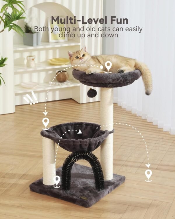 POLAND ONLY - 27.8 inch Tall Cat Tree Tower For Indoor Cats  Multi-Level Cat Furniture With Sisal Scratching Posts, Plush Perches & Hanging Toys Large Durable Cat Tower, Perfect Gift For Cat Lovers