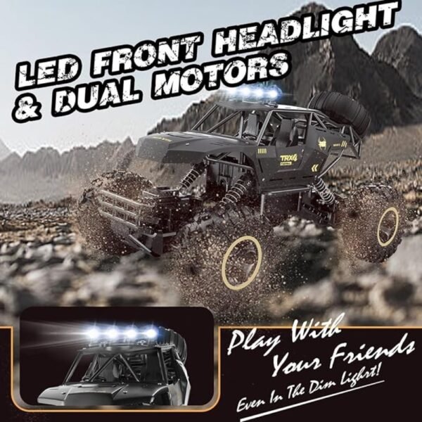 UK ONLY - 4DRC Rc Car Rock Crawler Rechargeable Off Road Truck 4WD , Metal Shell LED Headlights RC Remote Control Off Road Car Truck - Royal Mail