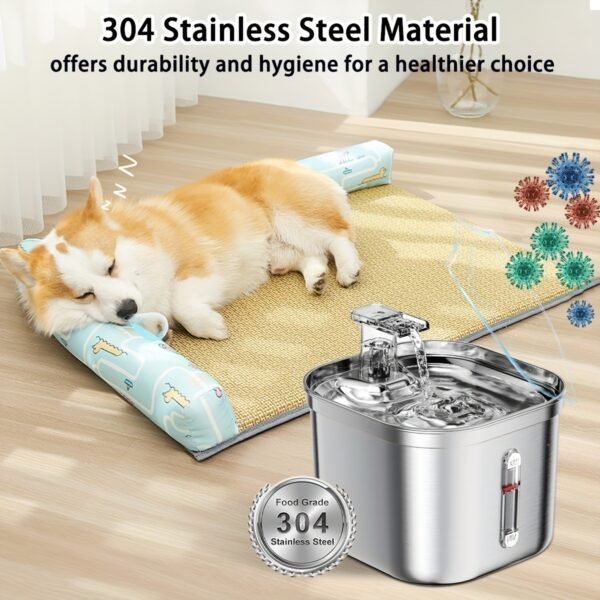 97a7aa6b-5f33-4216-a83a-4545b66ff7ad.jpg POLAND ONLY - Cat Water Fountain, Stainless Steel Pet Water Fountain For Cats Inside, 3 Filters&Ultra-Quiet Pump, 73oz Automatic Dog Dispenser Water Bowl, Multiple Pets Water Fountain