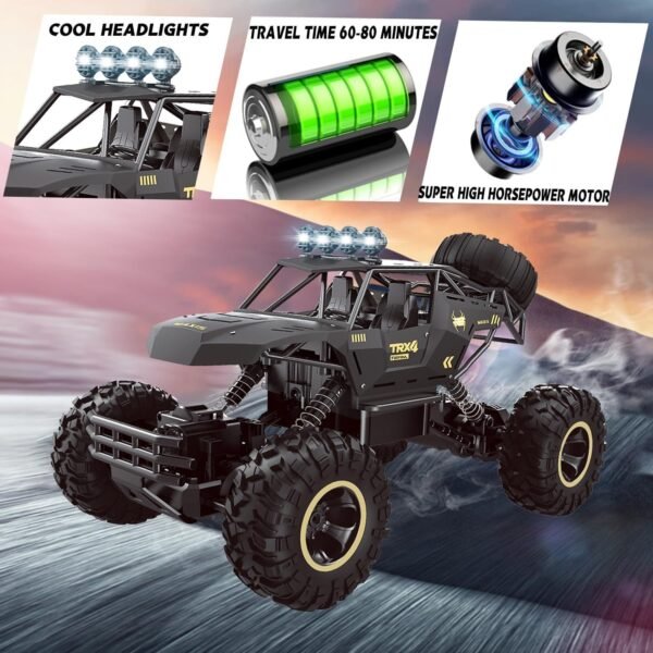 UK ONLY - 4DRC Rc Car Rock Crawler Rechargeable Off Road Truck 4WD , Metal Shell LED Headlights RC Remote Control Off Road Car Truck - Royal Mail