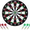 UK ONLY - SIZE 17  DARTBOARD SET 6 DARTS  FAMILY DART BOARD GAME ADULTS KIDS XMAS