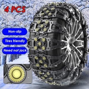UK ONLY - 4pcs Universal Snow Chains Auto Traction Aid Ice Tire Spikes Winter Snow Chain