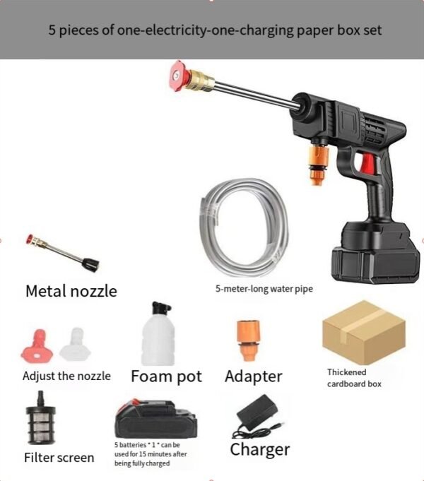 ac3bcc3d-529c-4b6c-bafe-413f18f75567.jpg UK ONLY PROMOTION - Cordless Electric High-Pressure Car Washer UK Standard With 2 Batteries And 1 Charger, 13L Bucket And Wash Towel