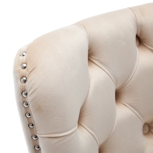 b213fd80-2dd7-405e-9579-c3fc38a25646.jpg UK ONLY - Modern Set Of 4 Upholstered Velvet Dining Chairs, Button Tufted Kitchen Lounge Chairs With Solid Wood Legs, Riveted Trim And Knocker Ring, For Dining Room Living Room,