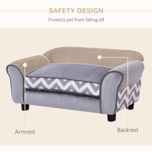 c183d7e9-9dbf-4d84-b53f-395f1617f42d.jpg UK ONLY - PawHut Dog Sofa Bed For XS-Sized Dogs, Cat Sofa With Soft Cushion, Pet Chair Lounge With Washable Cover, Removable Legs, Wooden Frame